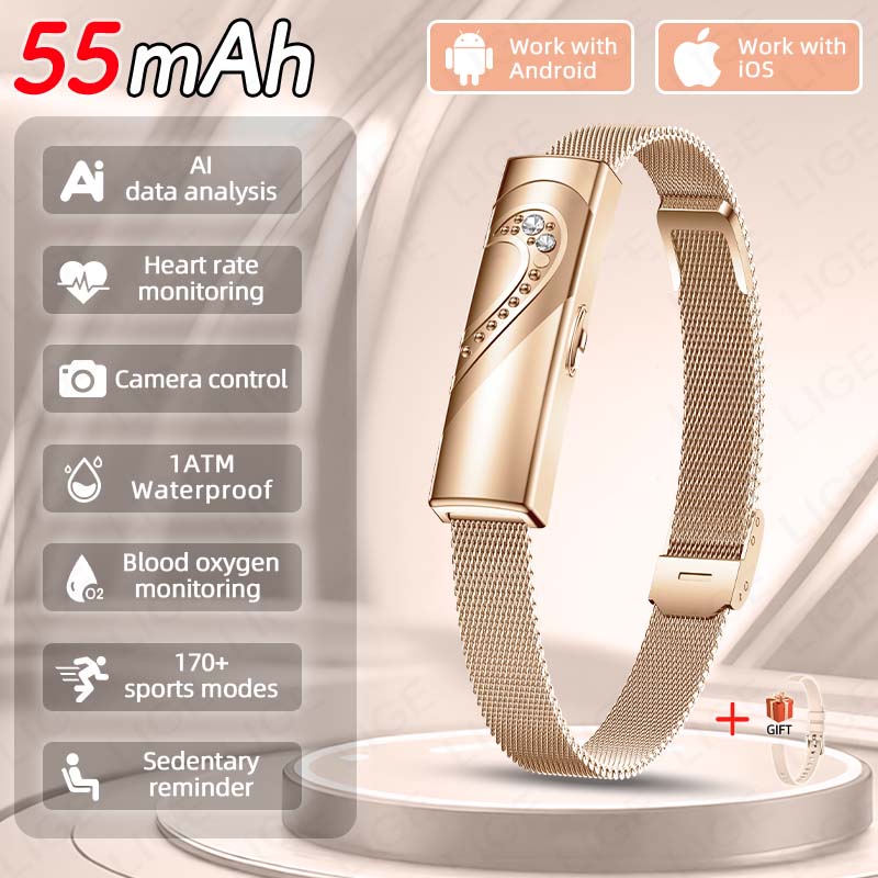Couple Watches Smartwatch - LIGE Smart-Armband, Echtzeit-Herzfrequenzüberwachung, Sport-Fitness-Tracker, Armband, wasserdichte