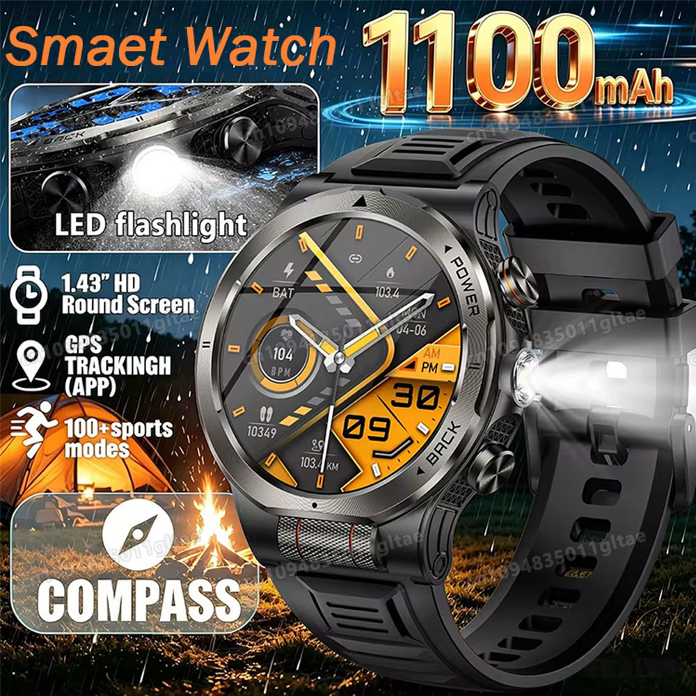 Smartwatch Running Watches For Men - 2026 Neue Militärische Smartwatch mit 1100mAh