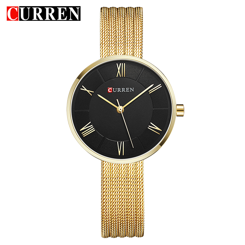 Mesh Stainless Strap - CURREN 9020 Kleine Zifferblatt-Quarzuhr für Damen,