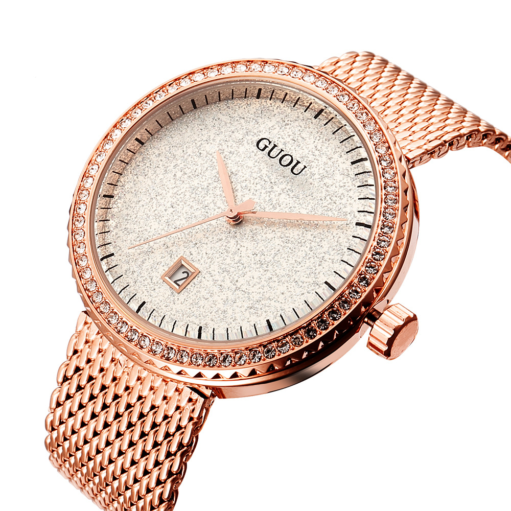 Guou Mode einfache Mesh Retro  – Mesh Stainless Strap Bewertung und Preis