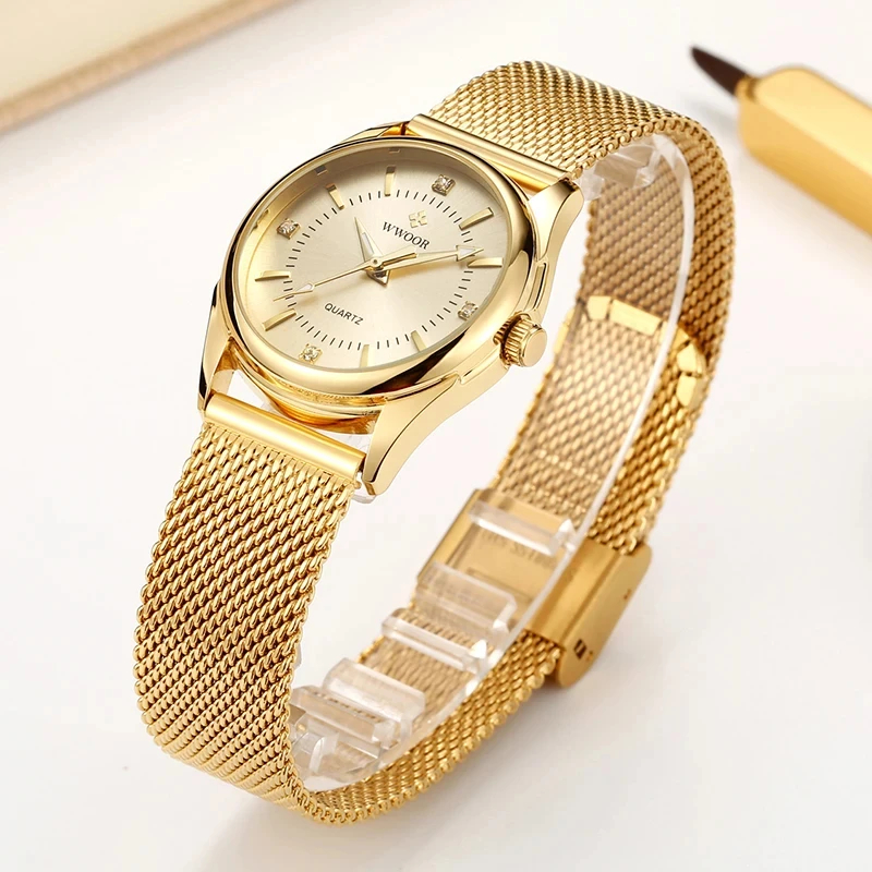 WWOOR Luxus Marke Kleid Gold U – Mesh Stainless Strap Bewertung und Preis